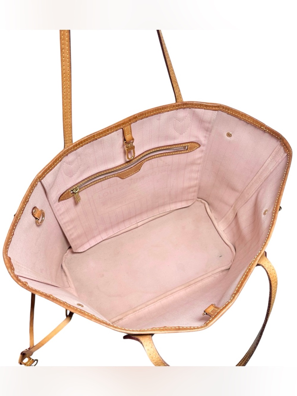 Louis Vuitton Damier Azur Pink & Vachetta MM Neverfull Tote Bag - Picture 2 of 16